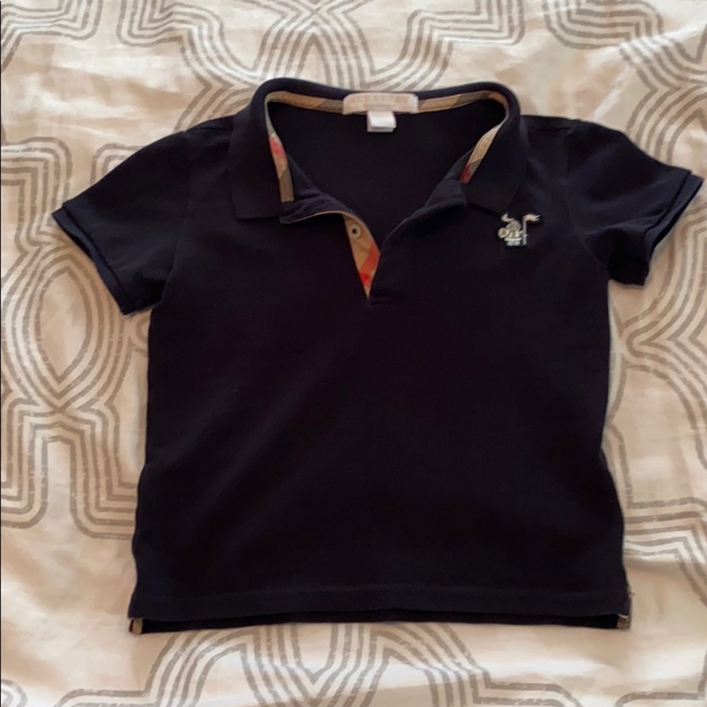 Authentic Burberry pique polo dark navy 3t